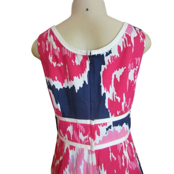 Lilly Pulitzer Multi Colored Cotton Sheath Dress w Navy Background in Sz 8 - Picture 6 of 7